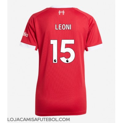 Camisa de Futebol Liverpool Giovanni Leoni #15 Equipamento Principal Mulheres 2025-26 Manga Curta Camisa de Futebol Liverpool Giovanni Leoni #15 Equipamento Principal Mulheres 2025-26 Manga Curta
